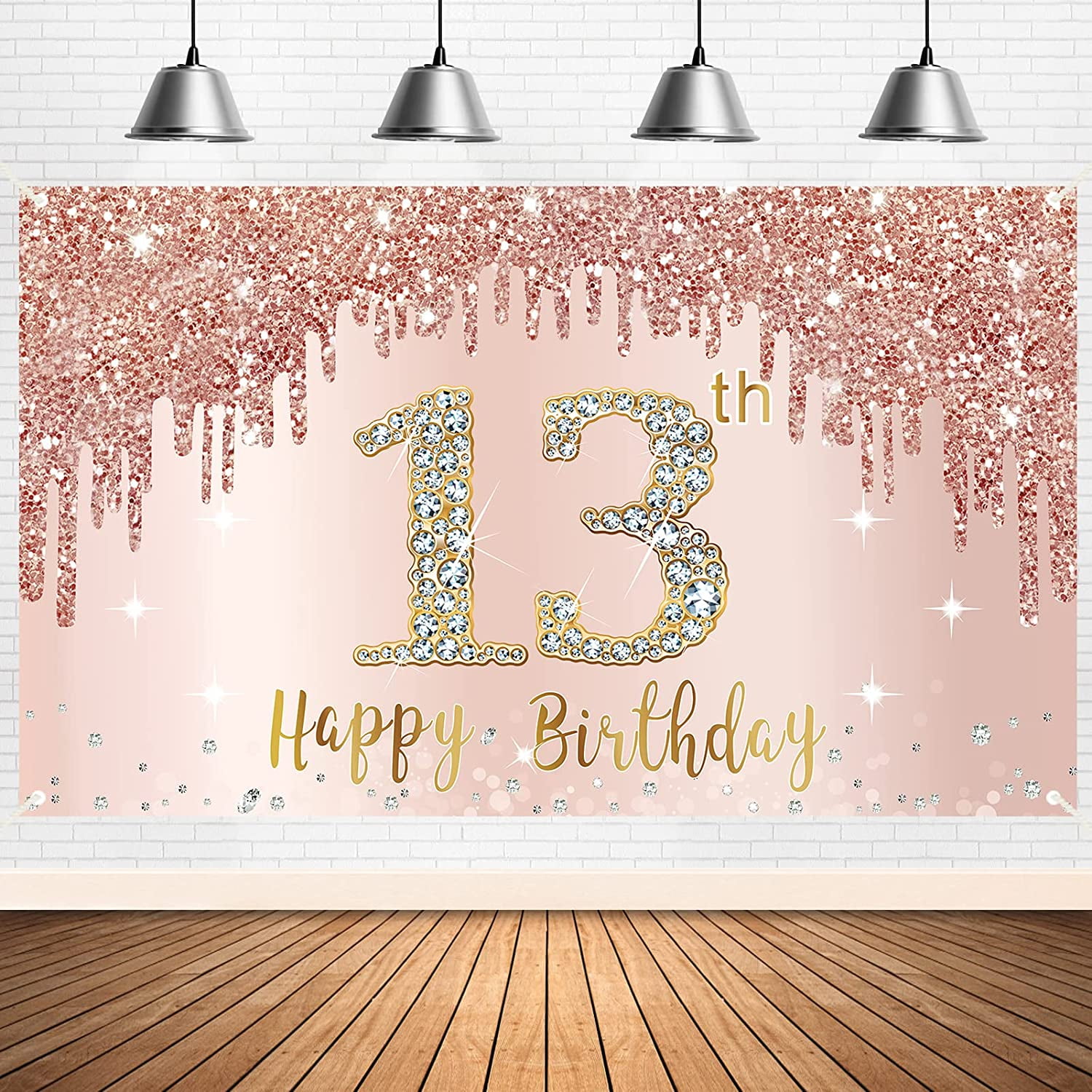 13th Birthday Banner Backdrop Decorations for boy/girl Blue and Gold ...