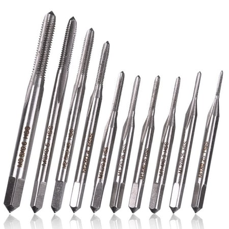 

Yazoeiaing 10 Pieces Mini Machine Hand Drill Tap Set M1-M3.5 Micro Taps Bits Metric Thread Screws Plug Bit Small Wire Tapping Drill Bits Tool for Clocks and Watches Tapping STO-1743