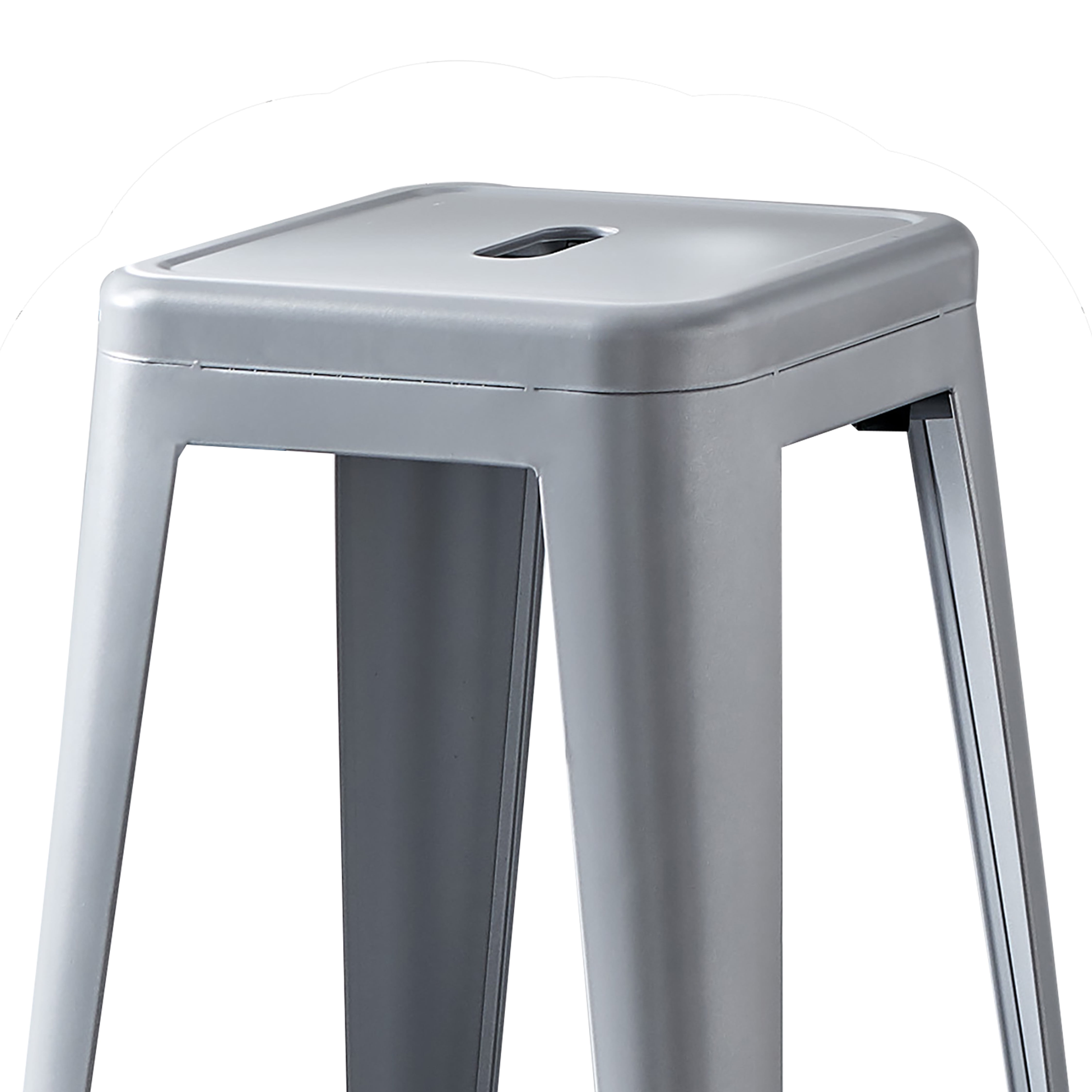AC Pacific 30” Metal Backless Barstool Set of 4 – Country Rustic Style, Lightweight & Sturdy Build, Easy Assembly – Matte Silver