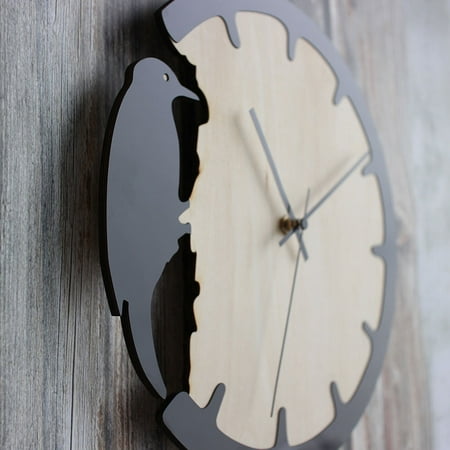 GETAJGHSD Round Black Wooden Wall Clock Art Clock with Quiet Sweep Second Hand