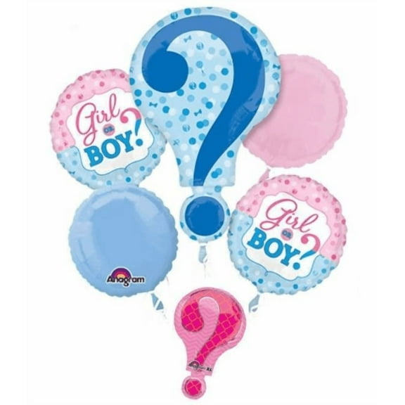 GENDER REVEAL Balloon BOUQUET Kit • Party Supplies Decorations Foil Mylar Balloon • 5pc