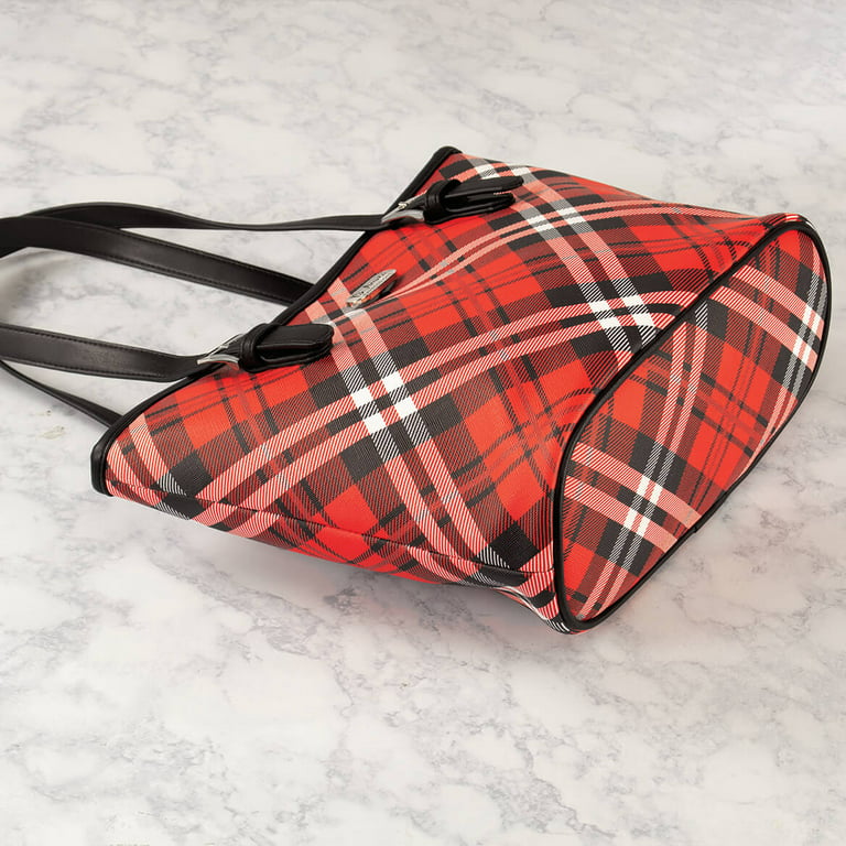 Burberry Red Plaid Canvas Handbag