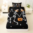 thumbnail image 3 of Manfei Halloween Gothic Skeleton Twin Sheets 3pcs, Festival Pumpkin Bedding, Black Orange White,1 Fitted Sheet, 1 Flat Sheet and 1 Pillowcase, 3 of 5