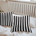 thumbnail image 6 of Throw Pillow Covers 16x16 Inch Set of 2, Black Striped Waterproof Outdoor Pillow Covers, Modern Farmhouse Black White Stripes Decorative Cushion Pillowcases for Couch, Sofa, Bed, Garden, Patio, 6 of 9