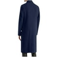 thumbnail image 5 of Men's Notch Lapel Double Breasted Long Trench Coat Casual Cotton Blend Peacoat Men Casual Button Solid Long Sleeve Pockets Outwear Coat, 5 of 6