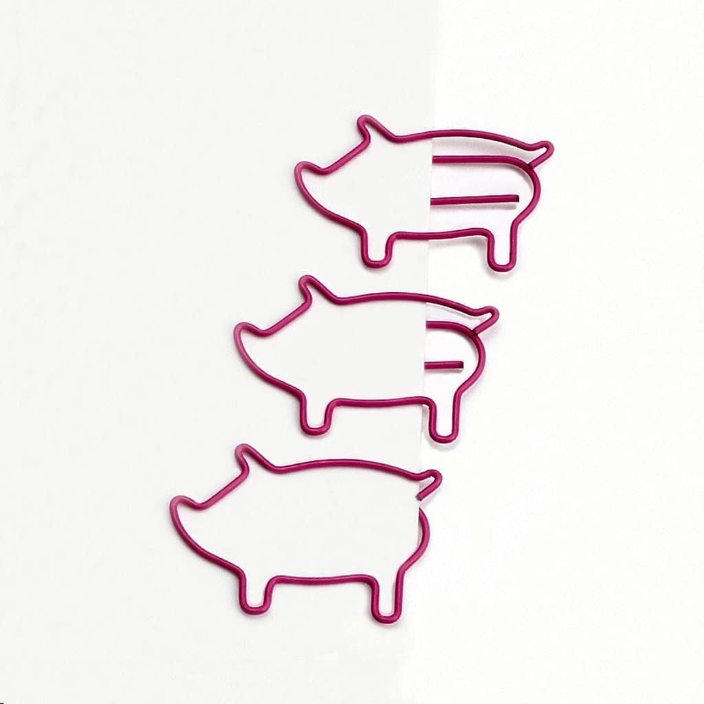 10pcs Cartoon Pig Animal Pink Bookmark Paper Clip Metal Clips Stationery Gifts 