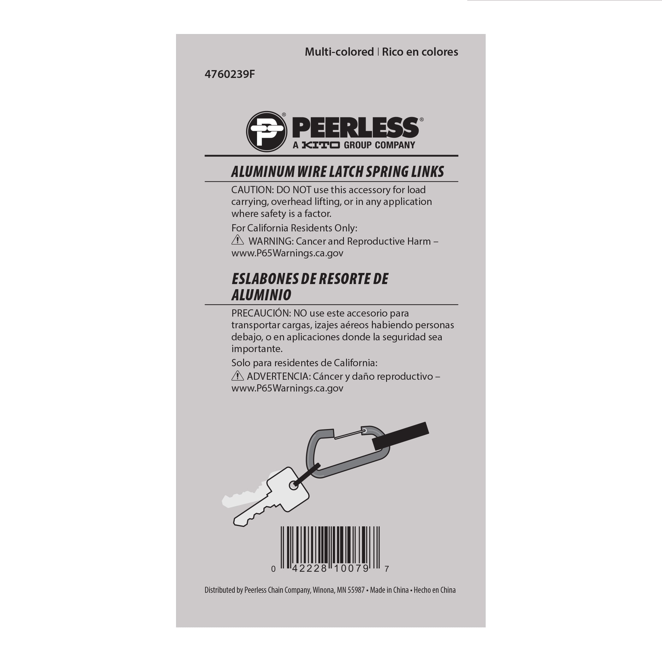 Multicolor Aluminum Latch Spring Links, 2 Pack, Peerless Chain Company, #4760239F
