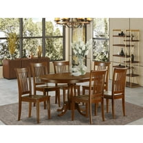 East West Furniture Portland 7-piece Wood Dining Set in Saddle Brown