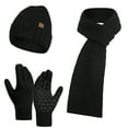 thumbnail image 1 of UDIYO 3Pcs/Set Men Scarf Hat Gloves Checkered Thickened Windproof Thermal Pure Color Keep Warm Super Soft Unisex Woolen Yarn Knitted Scarf Hat Full Finger Gloves Kit for Cycling, 1 of 8