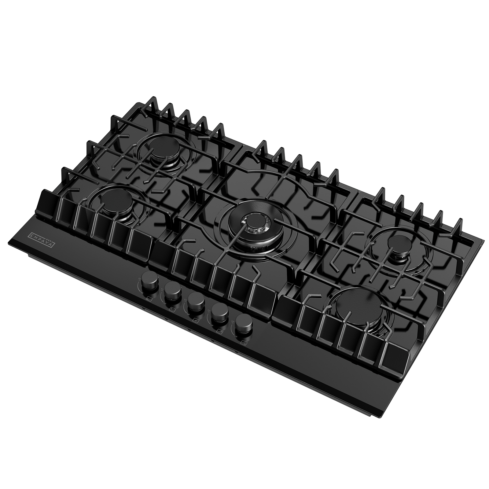 Empava 36 in. Gas Stove Cooktop 5 Italy Sabaf Sealed Burners NG/LPG Convertible in Black Tempered Glass
