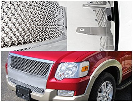 Fit 07-10 Ford Explorer Sport Trac Glossy Blk Mesh Front Bumper Grill Grille ABS