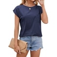 thumbnail image 3 of SLADYGLO Women Crew Neck Raglan 1/4 Sleeve Chest Pocket Split Hem T-Shirt, 3 of 7