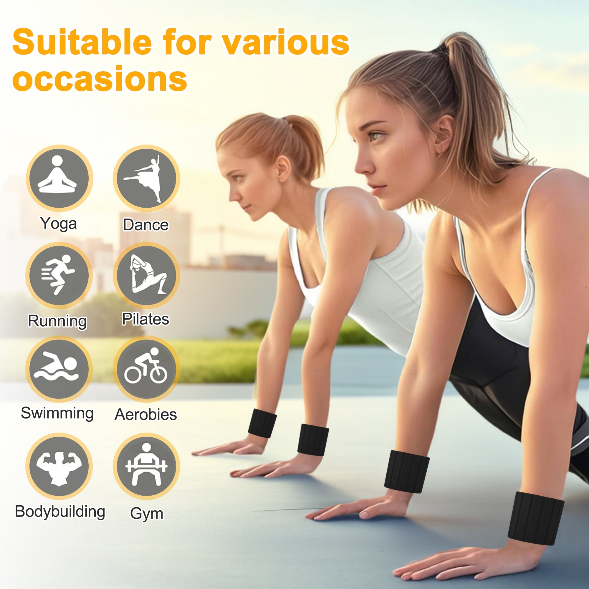 Unique Bargains Wrist Weights 1.1LB Each Stackable Magnetic Adjustable Ankle Weights for Men & Women Jogging/Yoga & More Black 1 Pair
