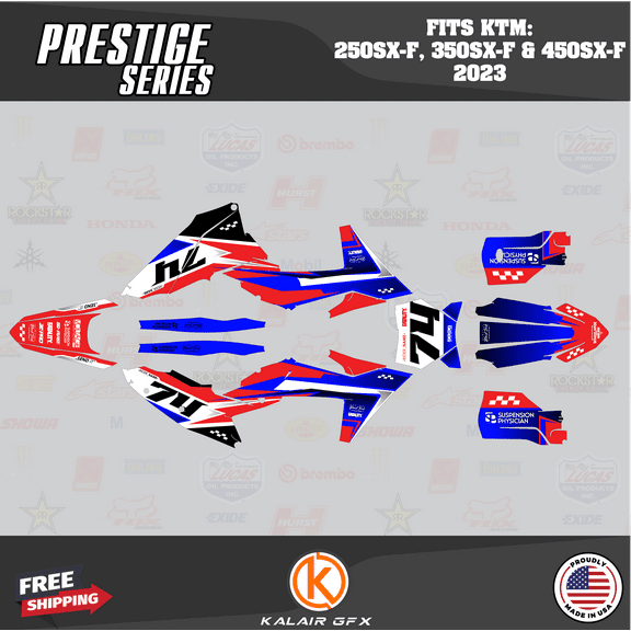 Kalair GFX Graphics Kit for KTM Motorcross 4-Stroke 250SX-F, 350SX-F, and 450SX-F (2023) Prestige Series