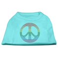 thumbnail image 1 of Rhinestone Rainbow Peace Sign Shirts Aqua Xxl (18), 1 of 1