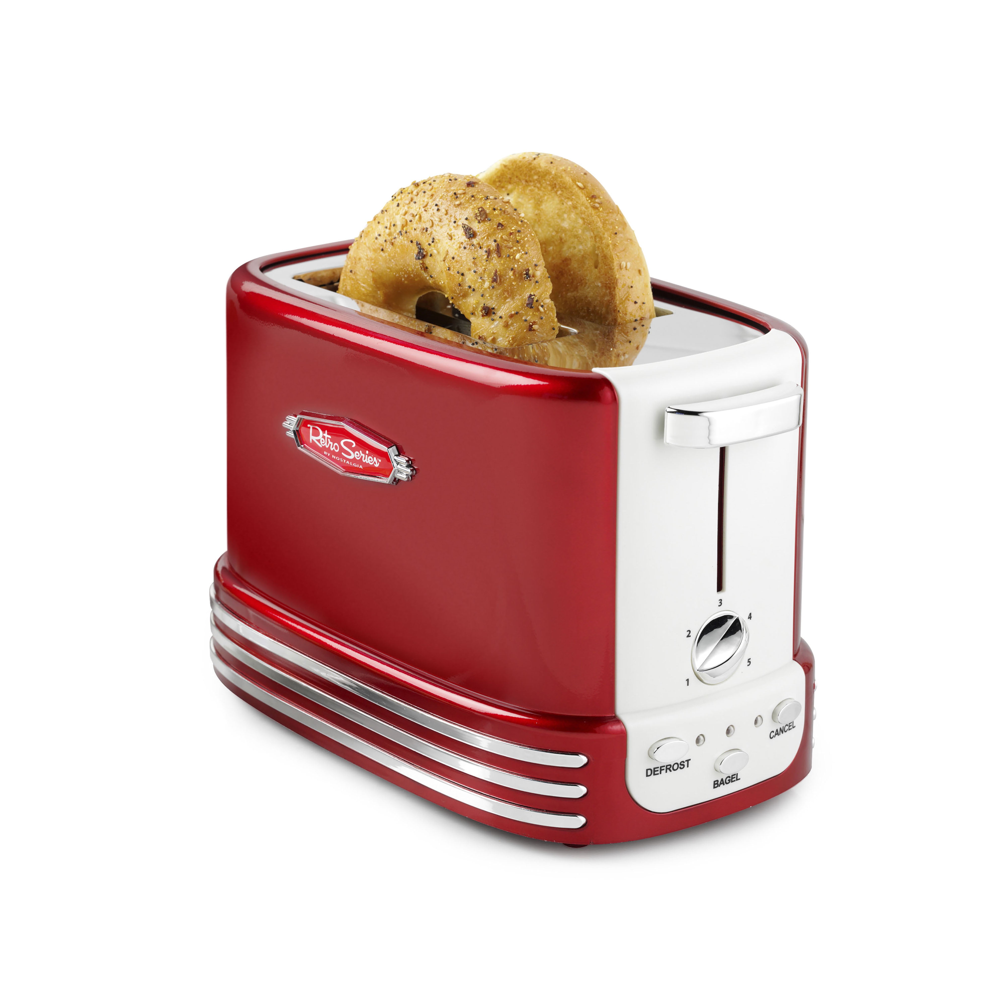 Nostalgia NRTOS2RR Retro 2Slice Bagel Toaster, Red