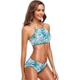 thumbnail image 6 of Dreamtimes Blue White Leaves Swimsuits Padded Bikini Sets Sexy Swimwear for Women, X-Large, 6 of 7