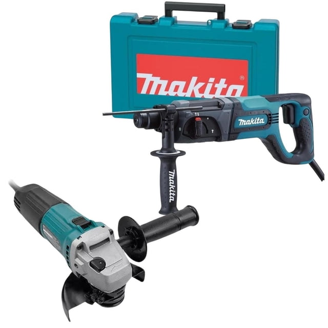 Makita Rotomartillo Cincelador Hr2475 + Esmeriladora M0901g