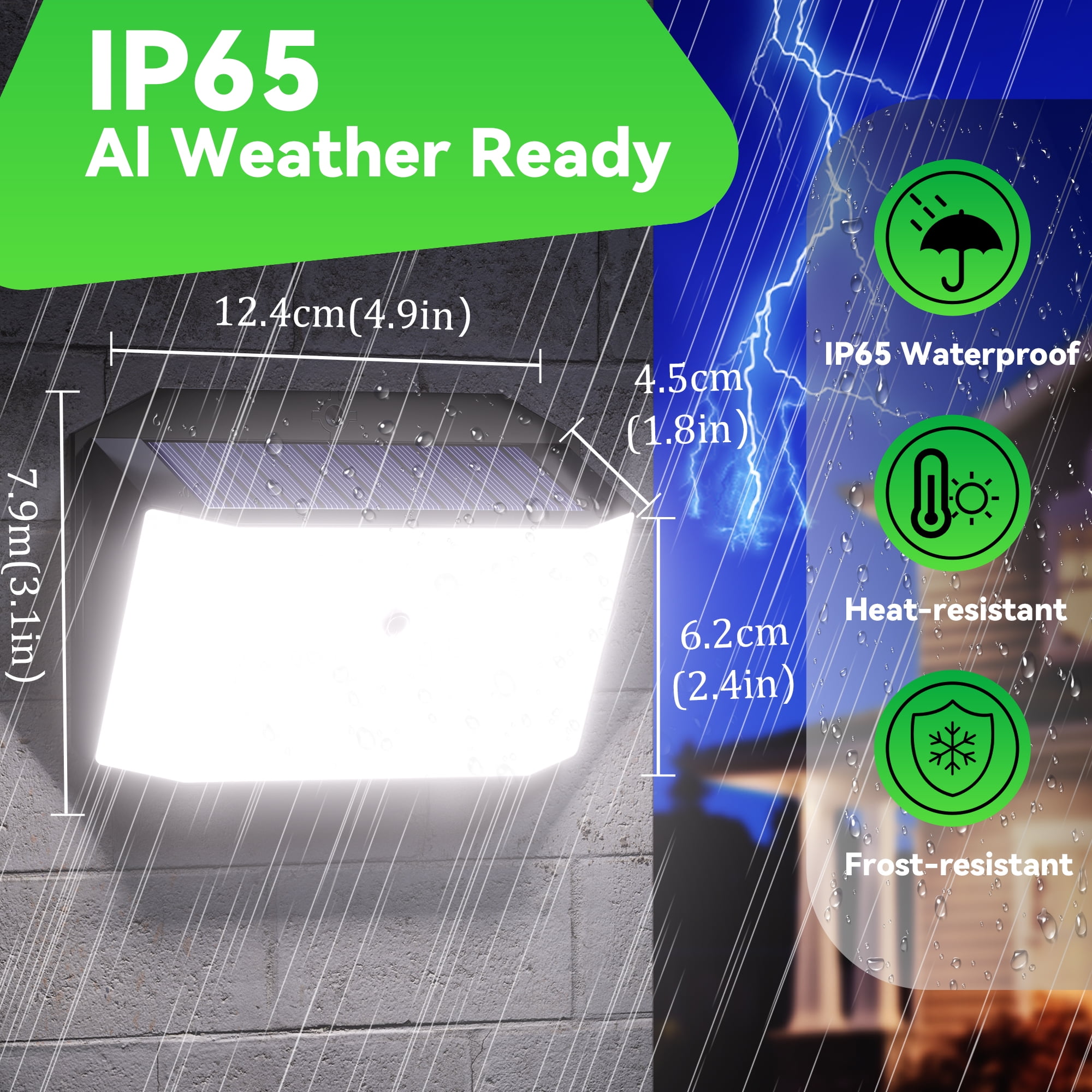 DAYBETTER Solar Lights Outdoor, 176 LED/3 Lighting Modes Solar Security Lights, IP65 Waterproof Solar Motion Lights Outdoor, 270° Wide Angle Flood Solar Wall Lights for Garage, Yard, Patio, 6 Pack