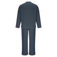 thumbnail image 5 of Stand Collar Henley Long Sleeve Shirt Matching Loose Fit Long Pants Casual Outfit Set For Men, 5 of 9