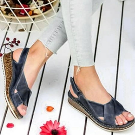 

Women s Flower Peep Toe Hollow Out Slingback Platform Wedge Sandals