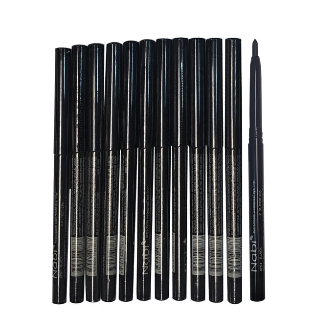 Lápiz delineador de ojos negro impermeable retráctil Nabi de 12 piezas (lote al por mayor)