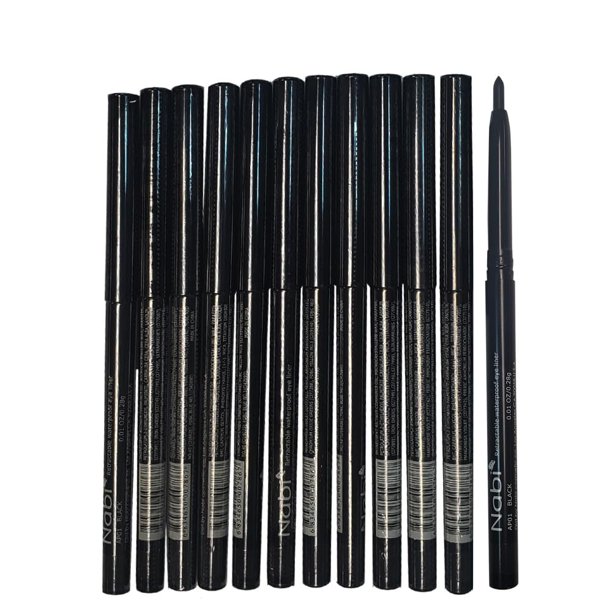 Lápiz delineador de ojos negro impermeable retráctil Nabi de 12 piezas (lote al por mayor)