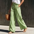 thumbnail image 4 of Inleife Women's Gingham Checkered Relaxed Fit Pants Elastic Waist Lounge Trousers with Pockets, 4 of 6