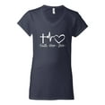thumbnail image 2 of Wild Bobby, Faith.Hope.Love Heart Beat, Inspirational/Christian, Women Standard V-Neck Tee, Navy, Large, 2 of 4
