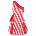 thumbnail image 5 of Zaldita Women's Christmas Candy Cane Striped Dance Dress Striped One Shoulder Sleeveless Mini Dress Red L, 5 of 7
