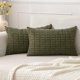 thumbnail image 1 of wonima44 MIULEE Pack of 2 Corduroy Decorative Lumbar Throw Pillow Covers 20x12 Inch Soft Boho Striped Pillow Covers Modern Farmhouse Home Decor for Summer Sofa Living Room Couch Bed Olive Green, 1 of 1