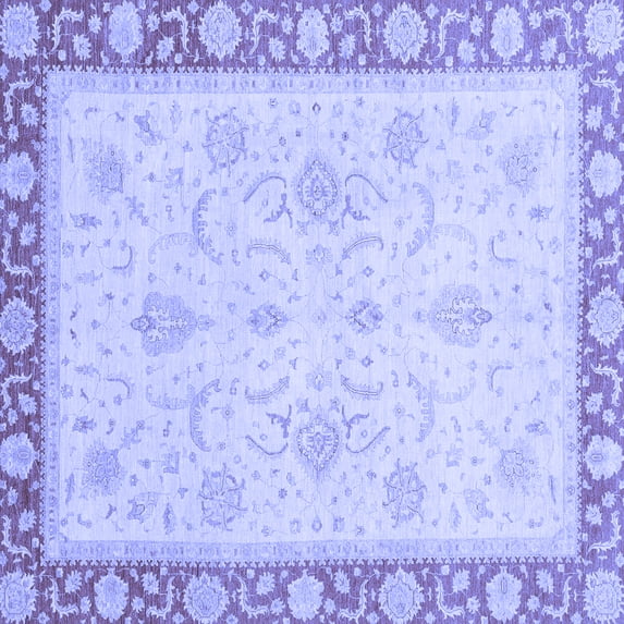 Ahgly Company Machine Washable Indoor Square Abstract Blue Modern Area Rugs, 8' Square