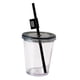 thumbnail image 5 of Vaso transparente con tapa y pajita Vasos transparentes para mascotas Vaso de agua transparente fácil de llenar Negro, 5 of 9