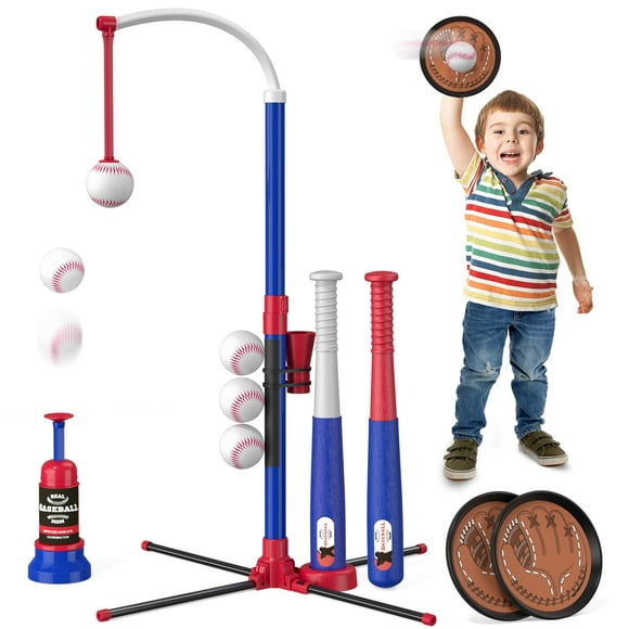 Set de pelota en T HYES 4 en 1 para niños de 3 a 5 años con Toss & Catch