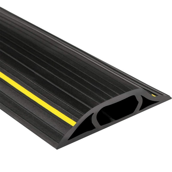 Large High Visibility Plastic Floor Cord Cover - Length: 16.4 Feet - Black w/ Yellow Stripe