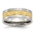 thumbnail image 2 of Stainless Steel Grooved Yellow IP-plated Mens 8mm Brushed Band, 2 of 11