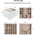 thumbnail image 3 of 3 Layer Jewelry Organizer Box with Glass Lids & 3 Drawers - Elegant Storage Solution for Necklace, Rings，Earrings, and Bracelets - Perfect for Women ASK-301 (White), 3 of 8