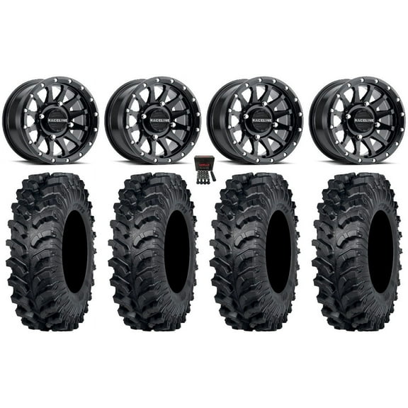 Raceline Trophy 14" Wheels Black 30" MT911 Tires Can-Am Maverick X3 / Honda Pioneer 1000 / Talon