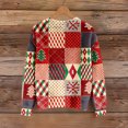 thumbnail image 6 of Women's Fleece Hoodie with Long Sleeve Round Neck, Casual Comfortable Loose-Fit Lightweight, Christmas Plaid Print for Vintage Sportswear,Vermilion,XL, 6 of 6