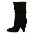 thumbnail image 4 of Atalina Pointy Toe Ruched Mid Calf Cone Heel Boot 20347, 4 of 6