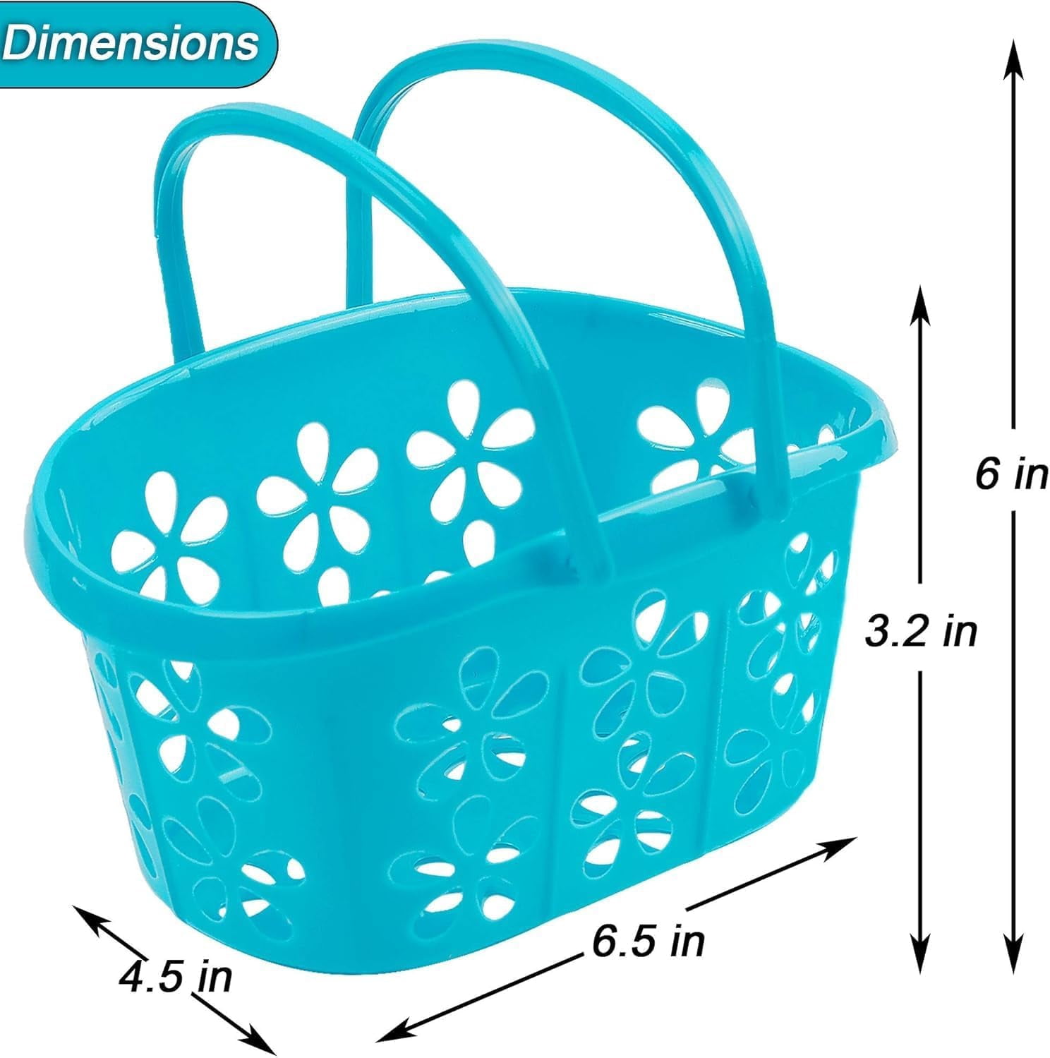 12 Packs Easter Baskets, 6.5"x4.5"x3.2" Colorful Kids Baskets with Handles, Empty Plastic Easter Basket for Egg Hunt Party Favors