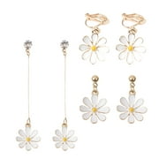3 Pairs Daisy Flower Earrings Stud Plant Women Jewelry to Hang Linear Disco Miss