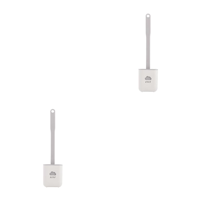Injueey Nueva escobilla de silicona para inodoro, escobilla de limpieza para esquinas muertas, escobilla para hueco de inodoro, escobilla para gris blanco 2Conjunto