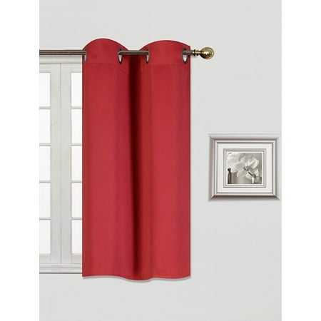 Red Kitchen Curtains (K54) Bright Red 1 Panel Silver Grommets Kitchen Tier Window Curtain 3 Layered Thermal Heavy Thick Insulated Blackout Drape Treatment Size 30