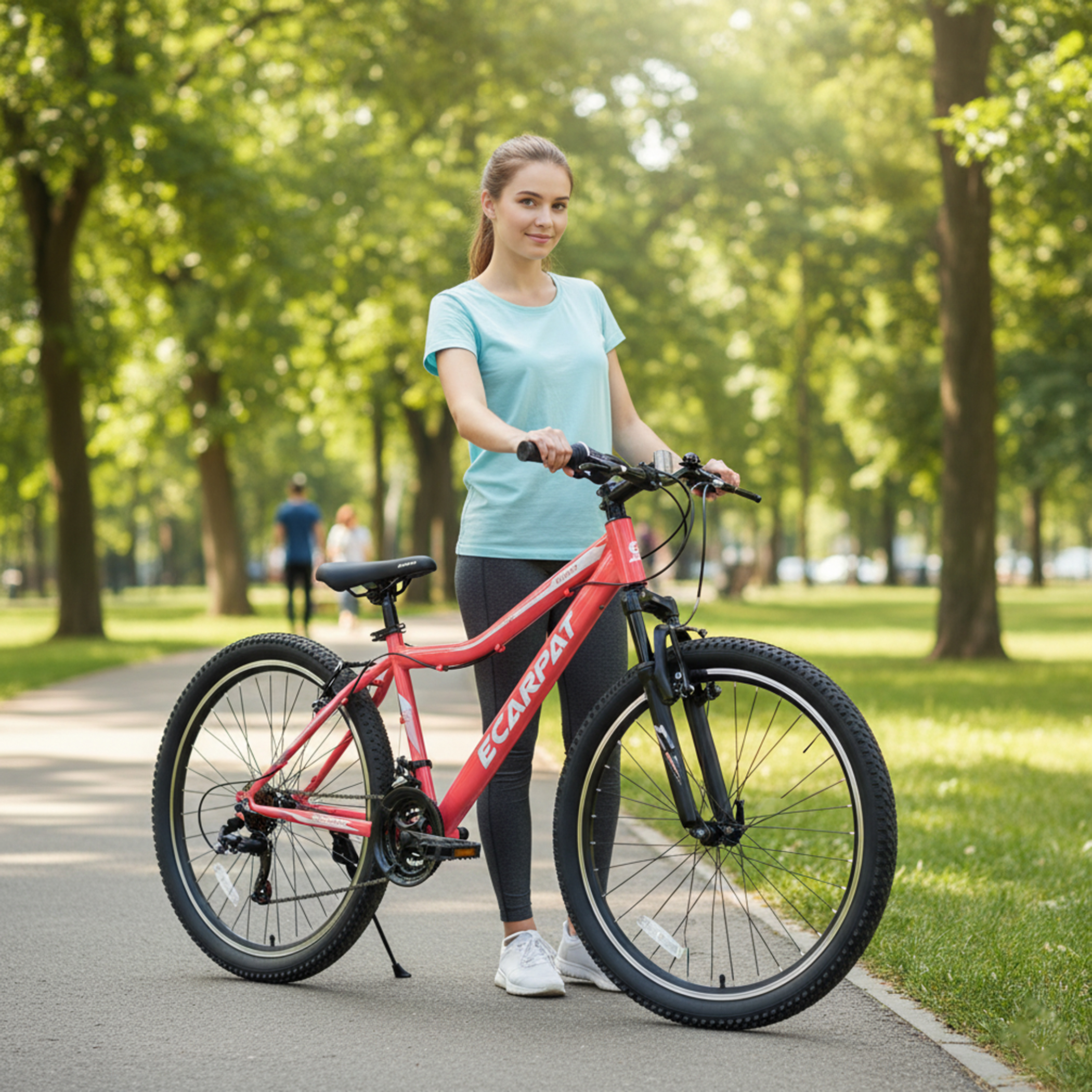 Women's Mountain Bike 24 Inch Wheels, 21-Speed Trail Commuter City Mountain Bikes, 15" Carbon Steel Frame, Female Women Bicycles V-Brakes Front Fork Suspension Twist Grip Shifter