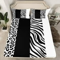 thumbnail image 2 of Manfei Abstract Zebra Print Full Size Sheets,Cheetah Pattern Bed Sheets,White Black Stripes Sheet Sets For Children,Microfiber Bedroom Decor,4pcs, 2 of 7