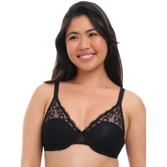 No Boundaries Bow Lace Half Cup Bra, Women's 34B-40DD