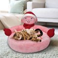 thumbnail image 5 of PureCasa Christmas Decor Cartoon Soft Dog Cat Bed for Fall Winter, Comfortable Warm Plush Fluffy Pet Bed Kennel Cushion Sleeping Pad for Small Cats Dogs, Snowman, Round, 1 Pack, 16"x16"x12", Pink, 5 of 9