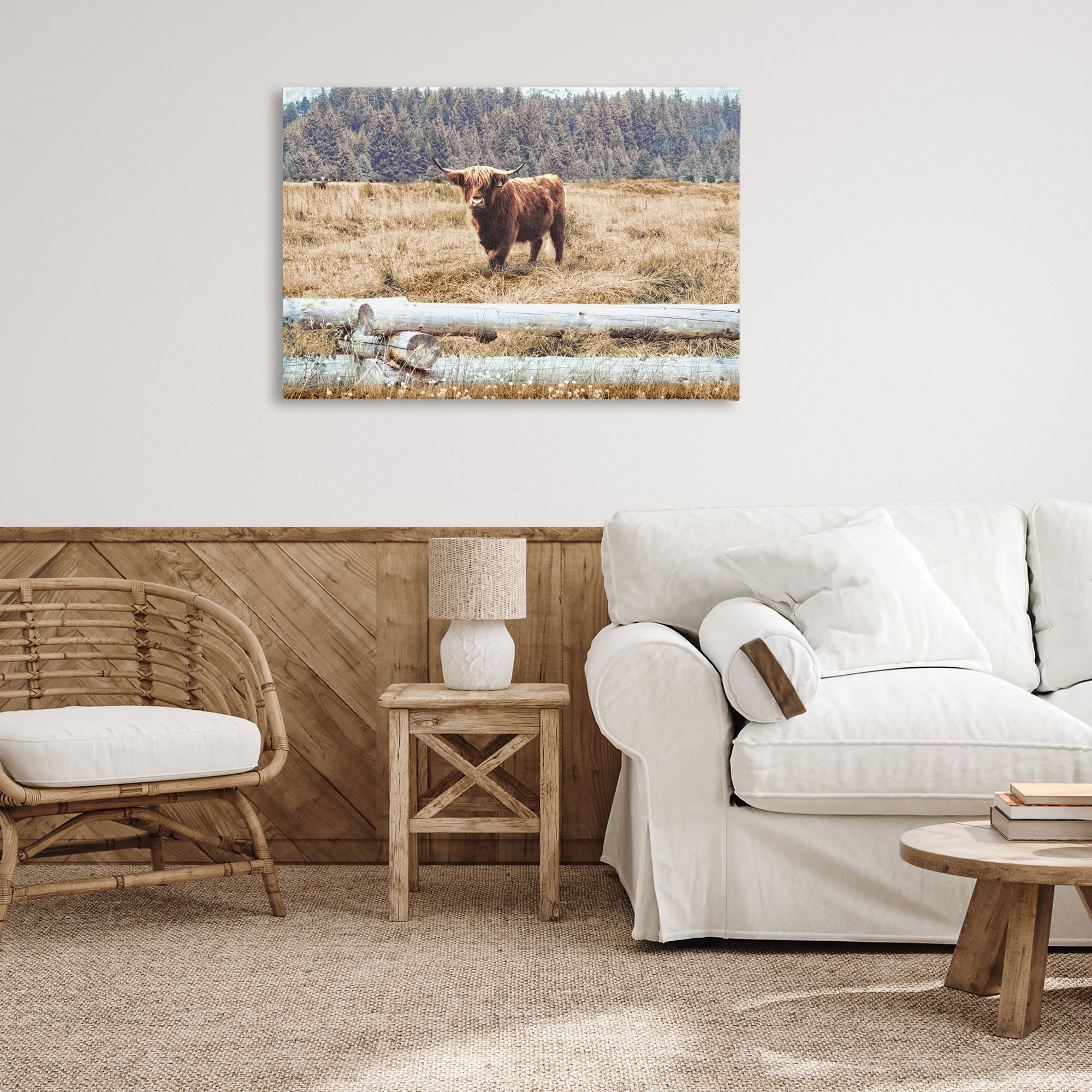 Stupell Industries Country Cattle with Fence Animals & Insects Photography Gallery Wrapped Canvas Art Print Wall Art, 36 x 24