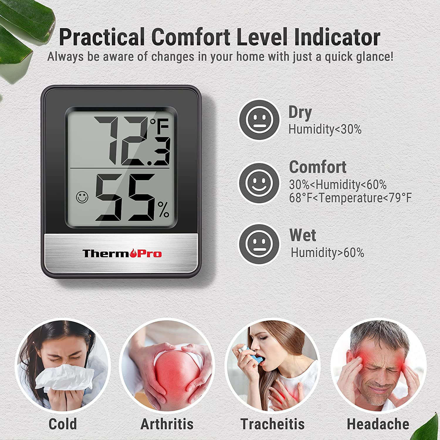 ThermoPro TP49 Digital Room Thermometer Indoor Hygrometer Mini Temperature